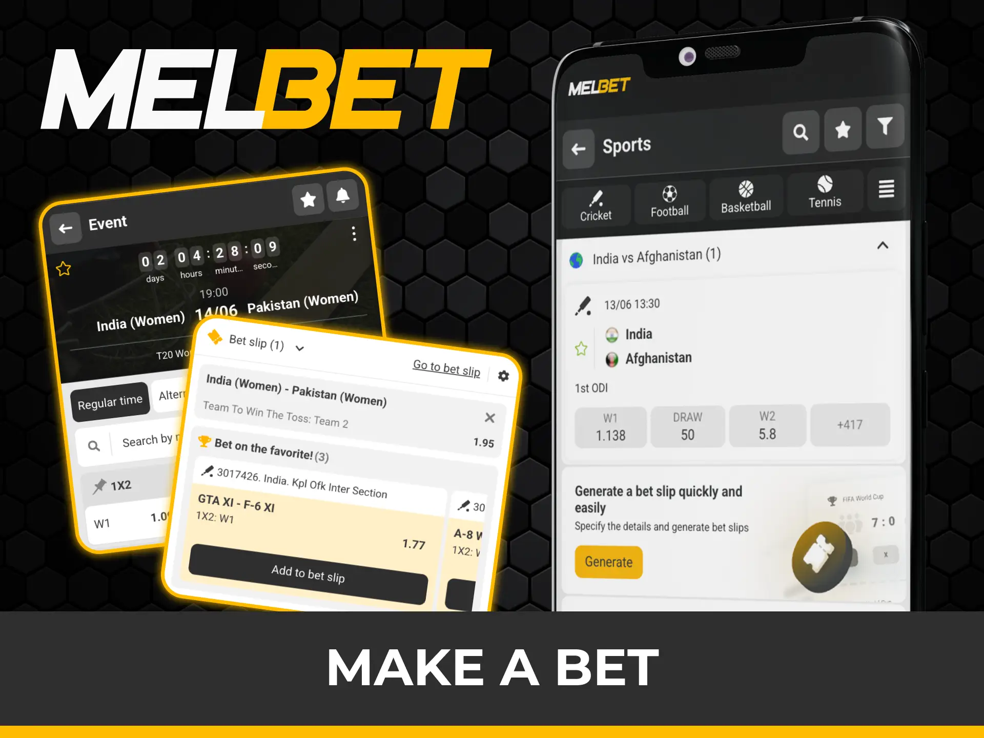 Learn how to make a bet on mobile using Melbet app.
