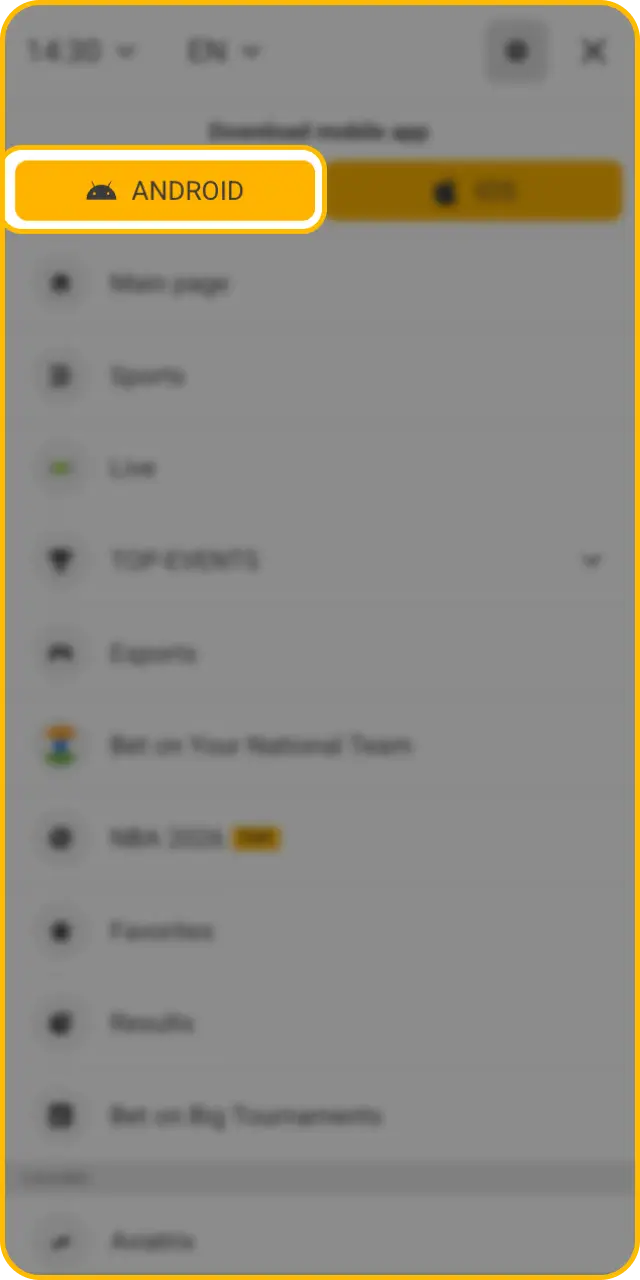 Run the installation file to set up the Melbet apk on your phone.
