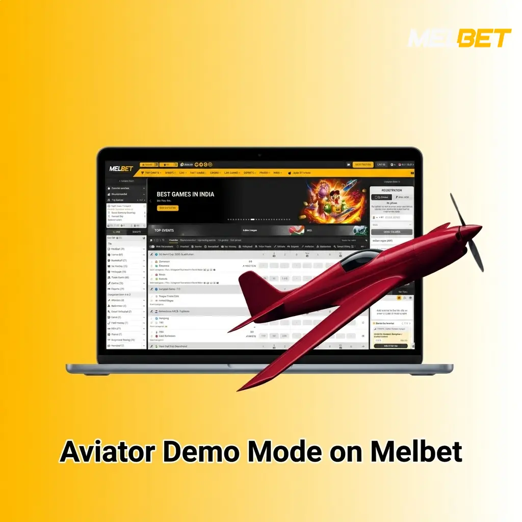 Aviator demo mode interface on Melbet with virtual credits