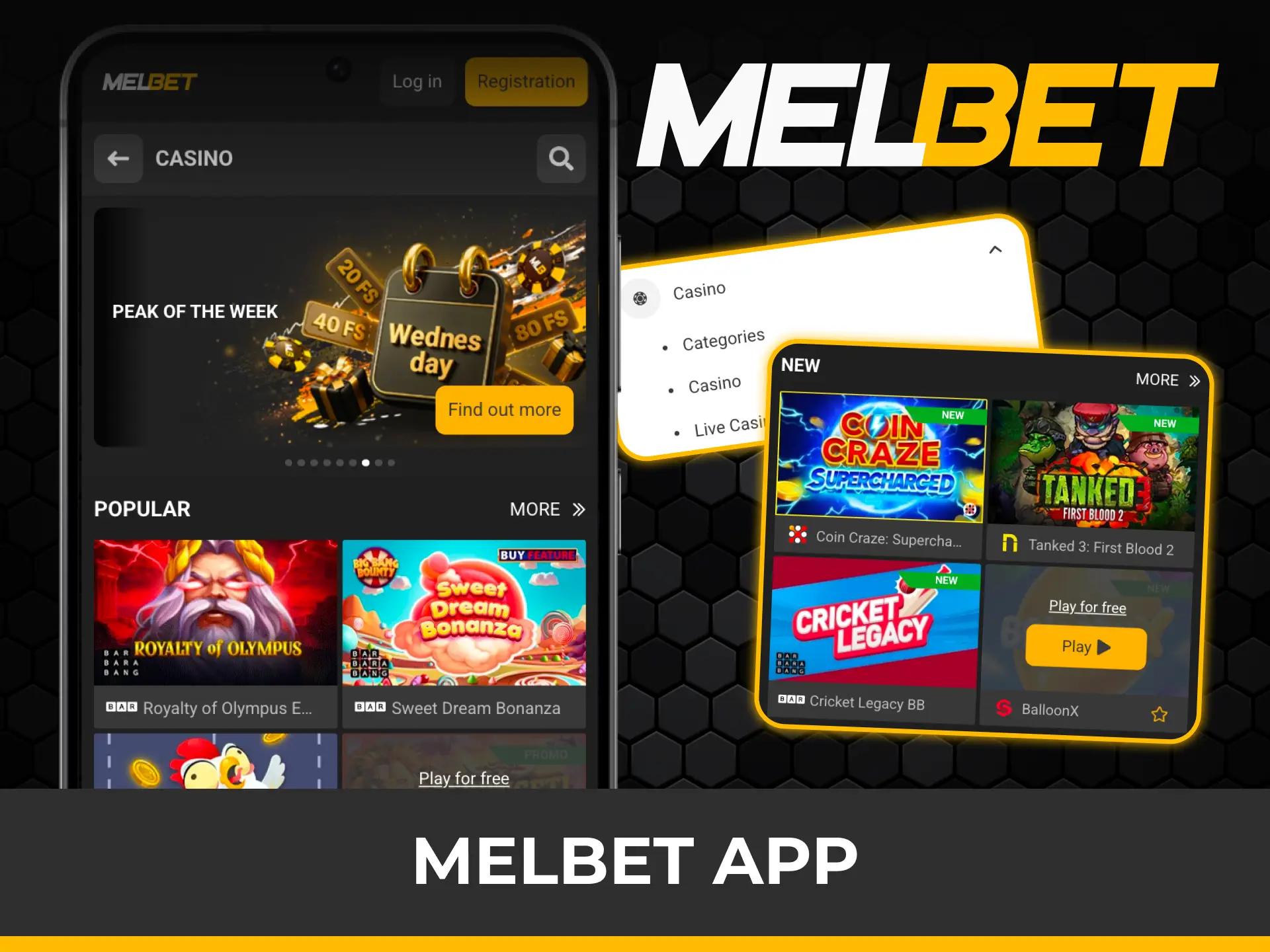 Download the official mobile software to play casino in Melbet app easily.