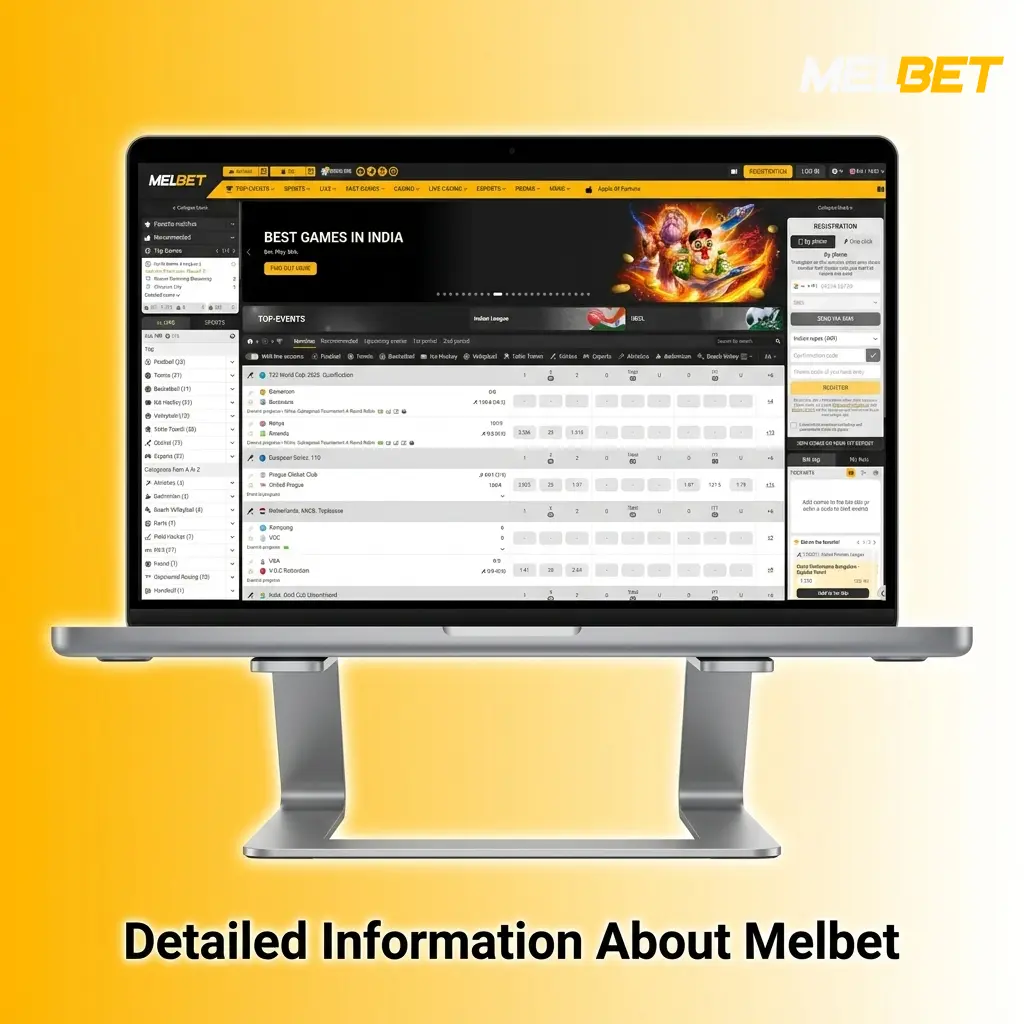 Melbet betting platform overview showing sports markets, casino games, and mobile app features for Indian players