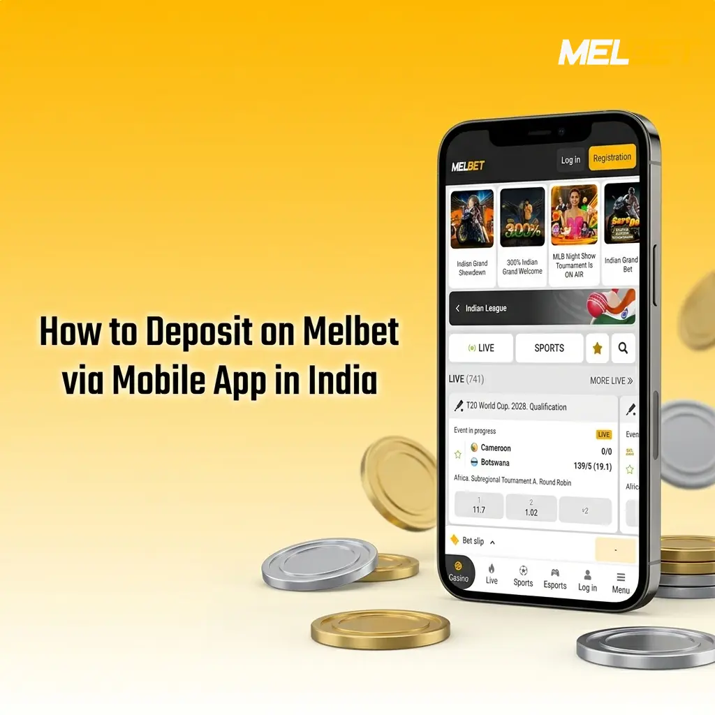 Melbet mobile app deposit screen in India showing UPI and wallet payment options on Android or iOS device