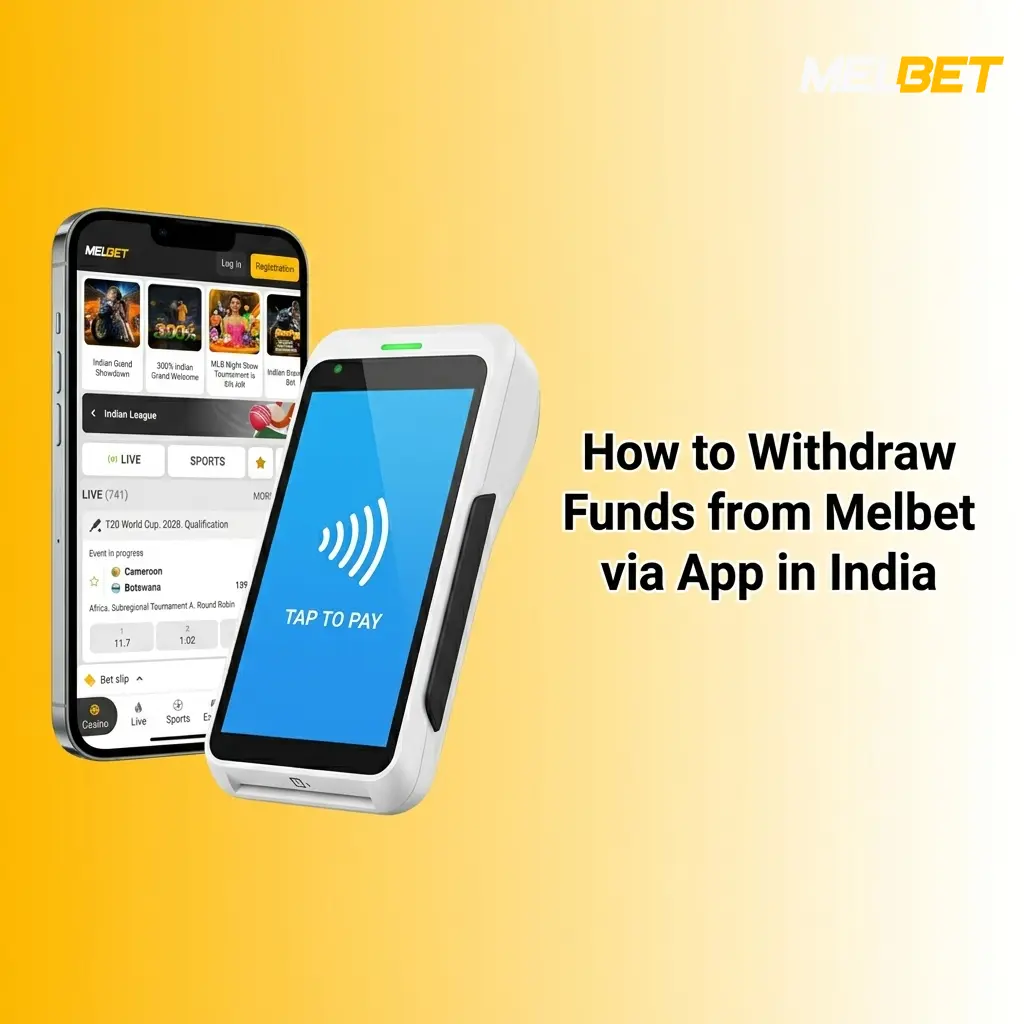 Melbet app withdrawal process on smartphone showing UPI and PayTM payout options in India