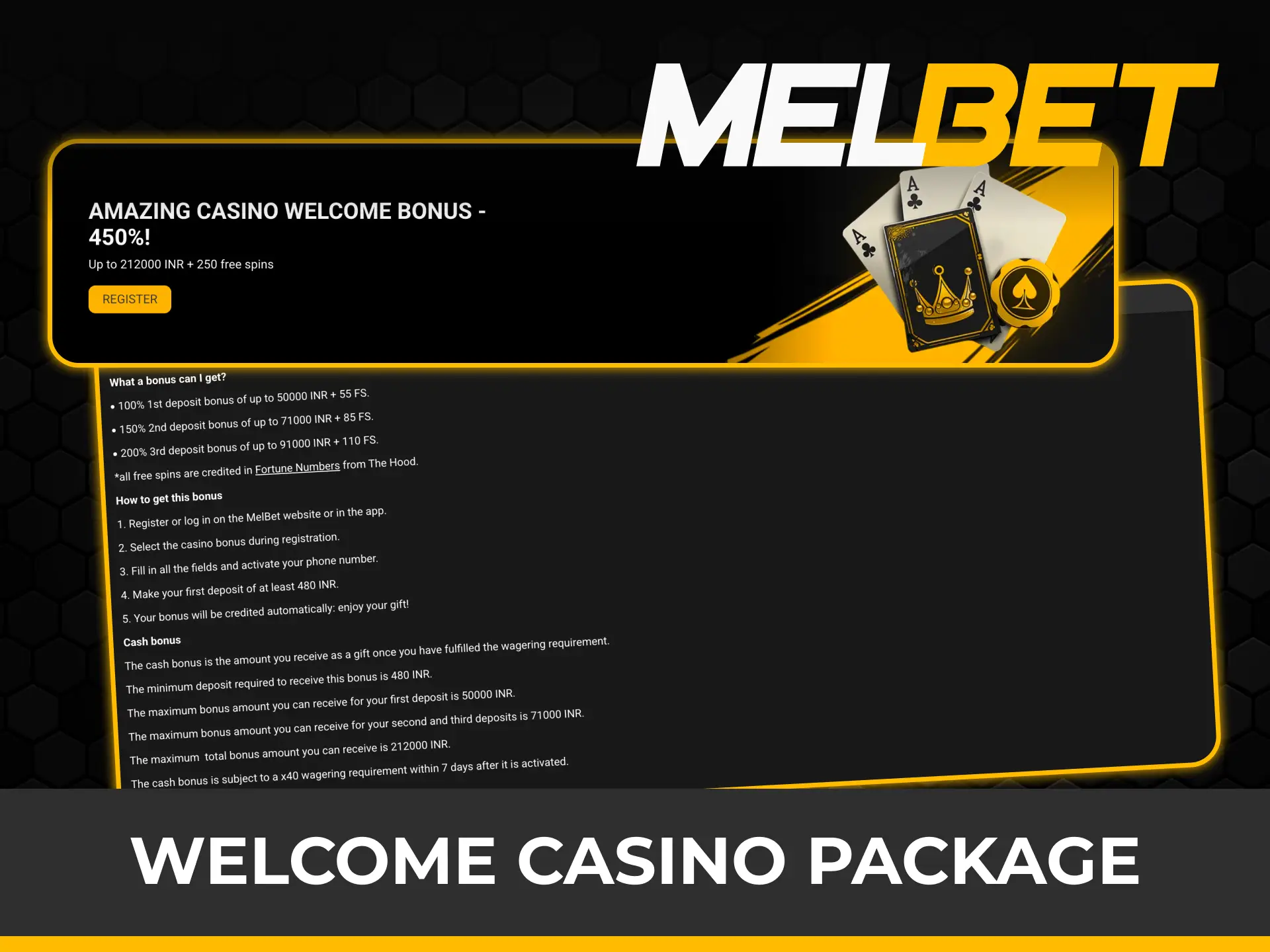 Activate the welcome casino package to boost your balance on Melbet.