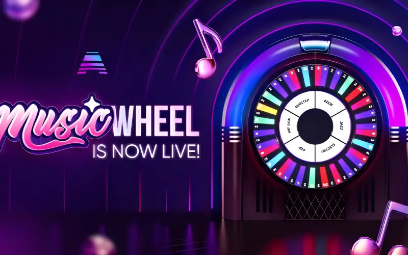 Enjoy the musical atmosphere and win multipliers in Music Wheel game show on Melbet app.
