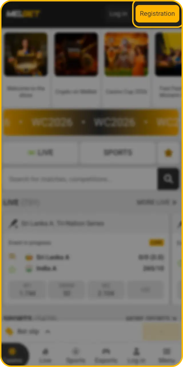 Open the registration form to start your Melbet register with bonus code process.