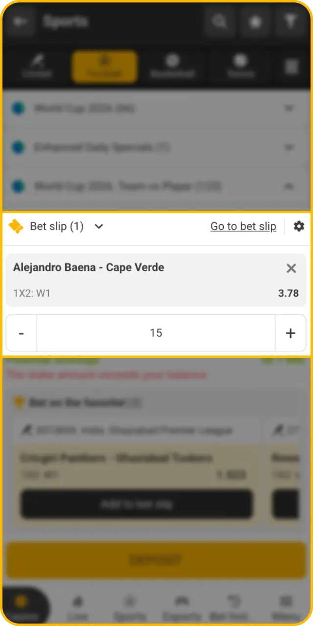 Finalize your sports ticket to successfully complete how to place your first bet on Melbet.