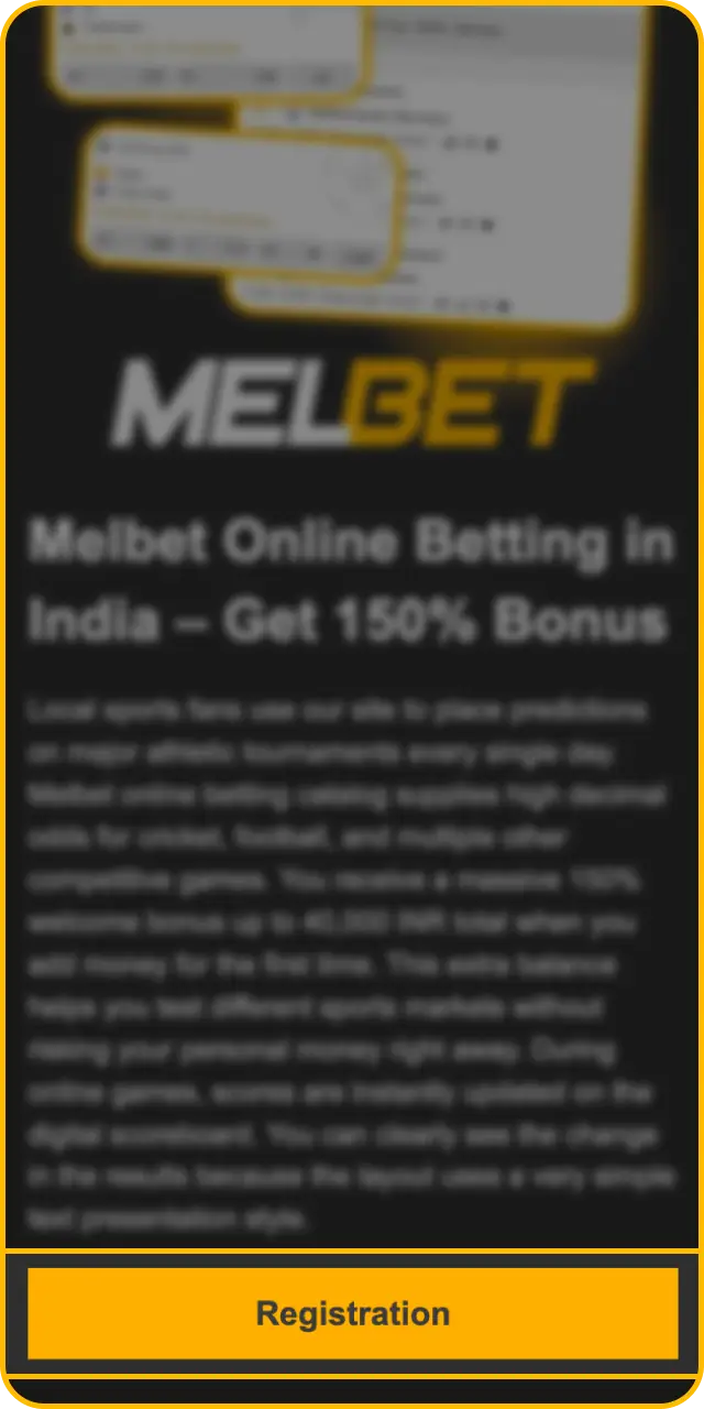 Open the application document to start your Melbet sign up with promo code to get bonus.