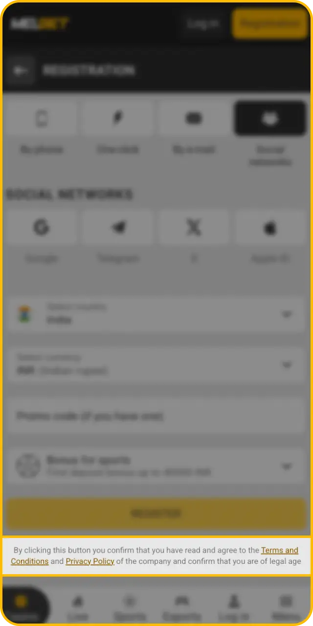 Validate your profile settings to finish the Melbet sign up with promo code to get bonus process.
